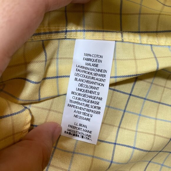 L.L.Bean Mens Yellow Button-Down Shirt L T Wrinkle-Resistant Slightly Fitted - Picture 5 of 12